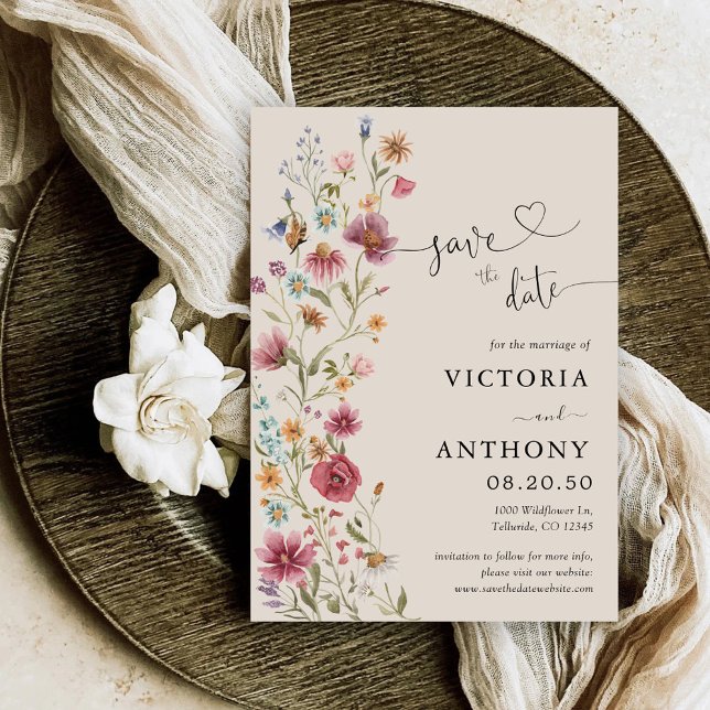 Boho Wildflowers Save The Date Cards (Creator Uploaded)