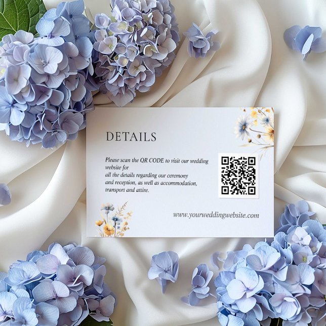 BOHO WILDFLOWERS SCAN QR Code Wedding Details Enclosure Card (Creator Uploaded)