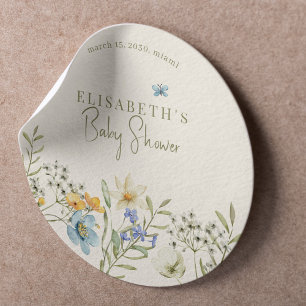 Boho wildflowers spring baby shower personalised classic round sticker