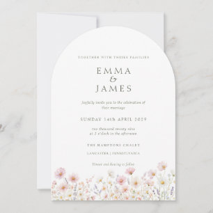 Boho Wildflowers Spring Summer Sage green Wedding Invitation