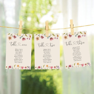 Boho Wildflowers Table Number 1 Seating Chart