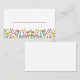 Boho Wildflowers Watercolor Floral Wedding Escort Place Card