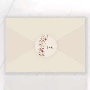 Boho Wildflowers Wedding Classic Round Sticker