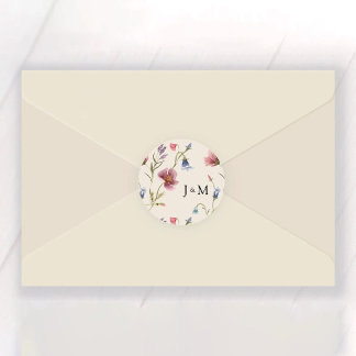 Boho Wildflowers Wedding Classic Round Sticker