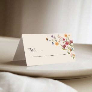 Boho Wildflowers Wedding Folded Place Cards
