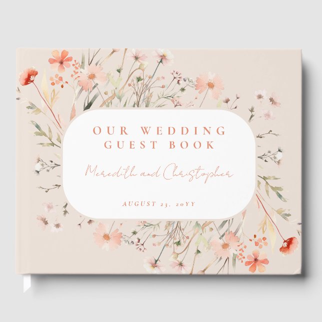 Boho Wildflowers Wedding Guest Book (Front)