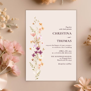 Boho Wildflowers Wedding Invitation
