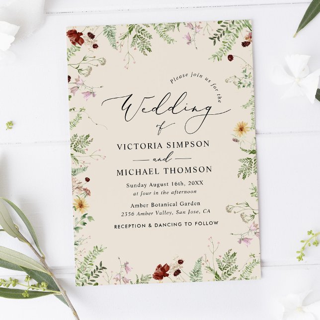 Boho Wildflowers Wedding  Invitation (Creator Uploaded)