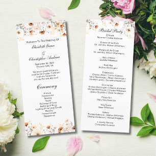 Boho Wildflowers Yellow Beige Wedding Program
