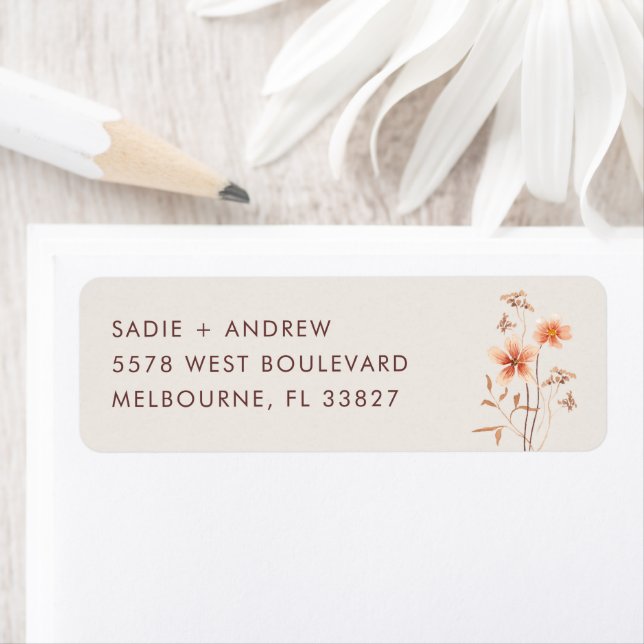 Boho Wildlfower Rustic Wedding Return Address Label (Insitu)