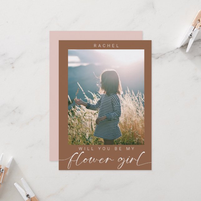Boho Will you be my Flower Girl Photo Chic   Invitation (Front/Back In Situ)