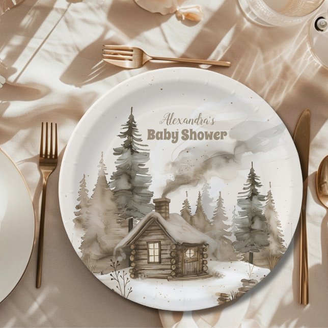 Boho Winter Christmas Baby Shower Paper Plate (Creator Uploaded)