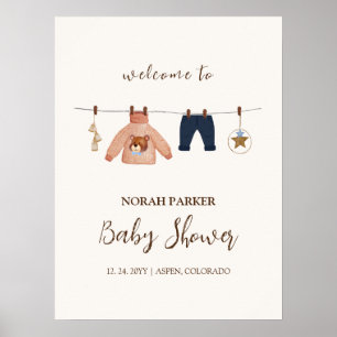 Boho Winter Clothesline Baby Shower  Welcome Sign