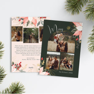 Boho Winter Floral Arch Merry Six Photo Christmas Holiday Card