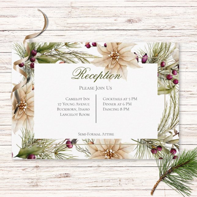Boho Winter Greenery Boughs Reception Enclosure Card (Creator Uploaded)