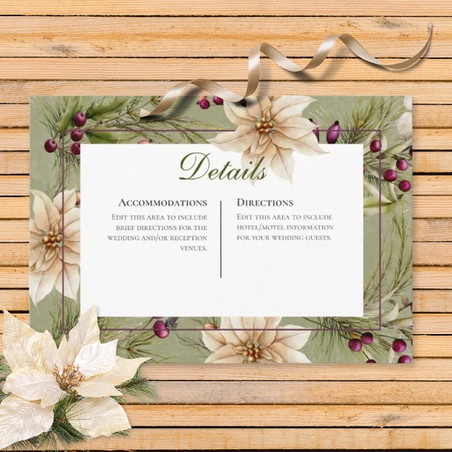 Boho Winter Greenery Boughs Sage Green Reception Enclosure Card (Creator Uploaded)