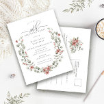Boho Winter Greenery Red Floral 30th Birthday Invitation Postcard<br><div class="desc">Modern sage green watercolor Boho botanical frame is accented with small poinsettia flowers. Sophisticated and contemporary winter aesthetic.</div>