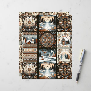 Boho Winter Patterns Craft & Scrapbook Paper