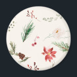 Boho Winter Poinsettia Pine Greenery Watercolor Magnet<br><div class="desc">Elevate your holiday décor with our Boho Elegant Christmas Magnet – a captivating blend of boho charm and timeless elegance. This exquisite magnet features a delicate watercolor design, showcasing a lush arrangement of pine, evergreen foliage, poinsettias, and other enchanting greenery. Set against a serene cream background, this magnet brings the...</div>