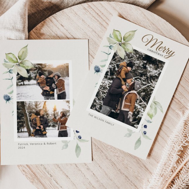 Boho Winter Watercolor Botanical Christmas Holiday Card (Creator Uploaded)