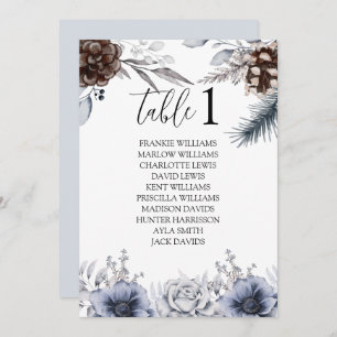 Boho Winter Wedding Dinner Seating Chart Cards
