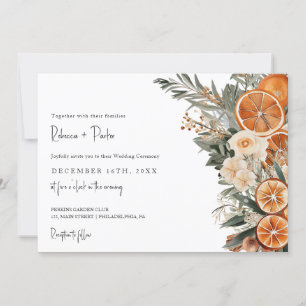 Boho Winter Wedding Qr code RSVP horizontal Invitation
