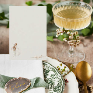 Boho Wispy Floral Personalised Blank Shower Thank You Card