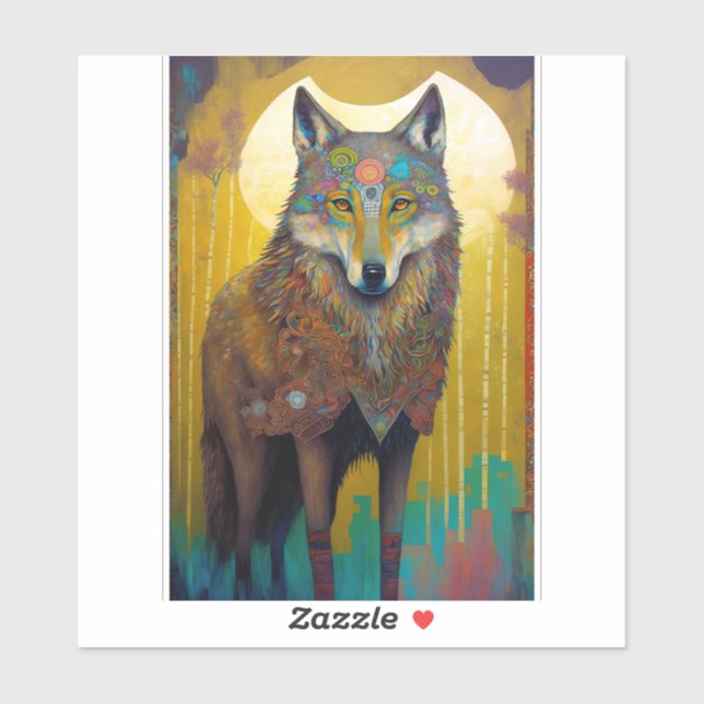 Boho Wolf Surreal Wildlife Art (Sheet)