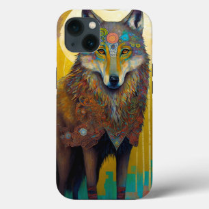 Boho Wolf Surreal Wildlife Art iPhone 13 Case