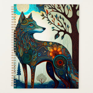 Boho Wolf Surreal Wildlife Art Planner
