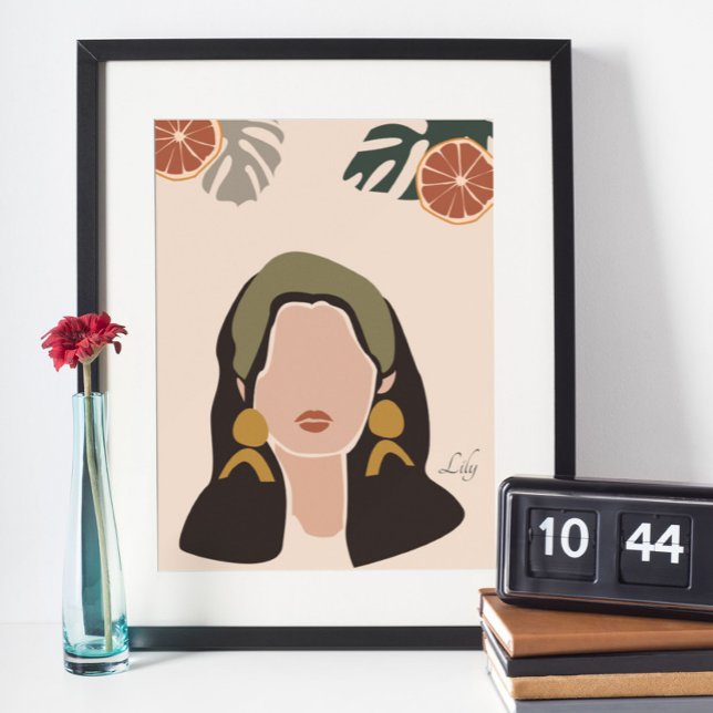 Boho Woman Illustration, Earthy Tones Poster (Creator Uploaded)