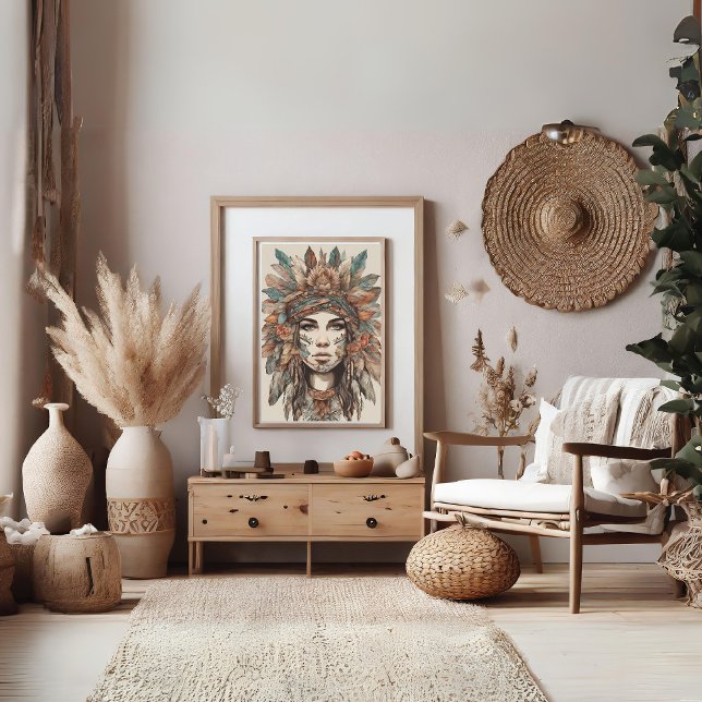 Boho Woman Modern Art Poster (Boho Woman Modern Art Poster)