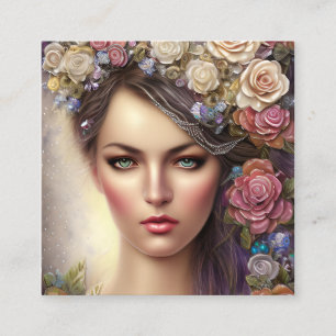 Boho Woman Portrait with Glittery Full Background Calling Card