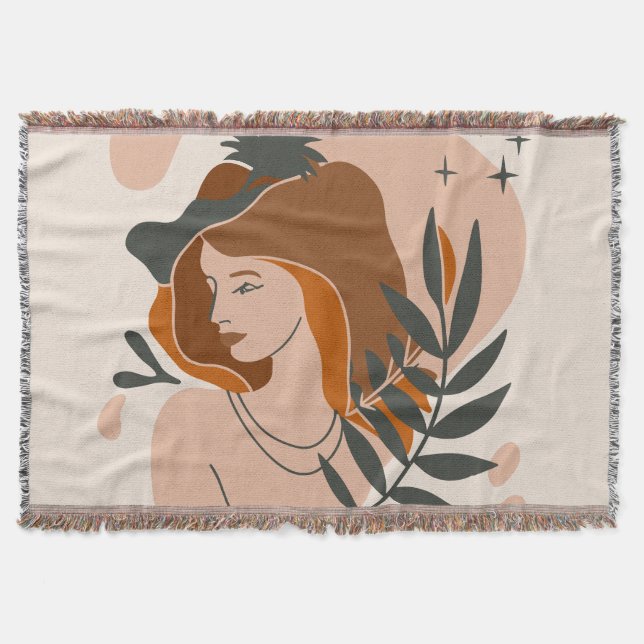 Boho Woman Stars Throw Blanket (Front)