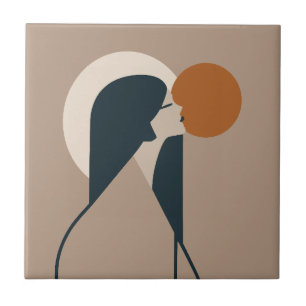 Boho Woman Sun Ceramic Tile
