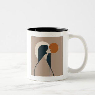 Boho Woman Sun Two-Tone Coffee Mug