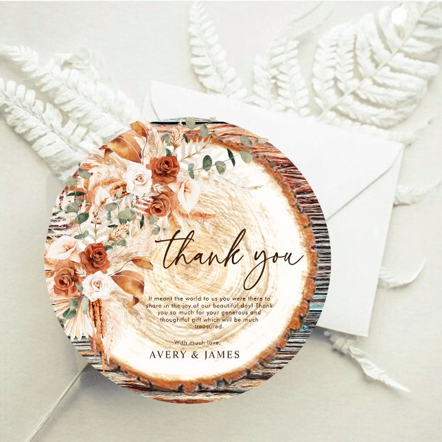 Boho Wood Slice Thank You – Rustic Floral Photo (Creator Uploaded)