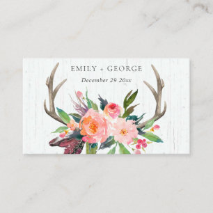 BOHO WOODEN BLUSH ANTLER FLORAL WEDDING WEBSITE BUSINESS CARD
