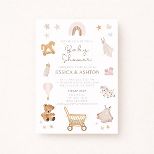 Boho Wooden Toys Baby Shower Invitation