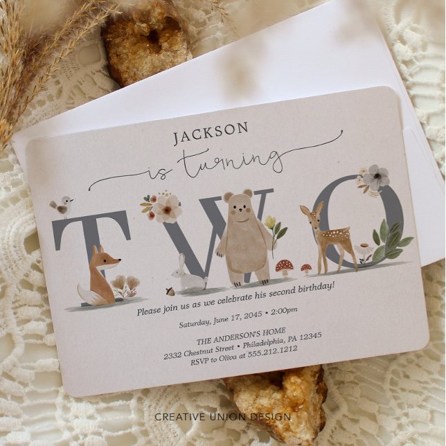 Boho Woodland 2nd Birthday Invite Second Birthday (Creator Uploaded)