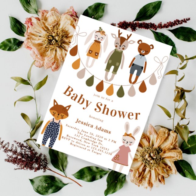 Boho Woodland Animal Gender Neutral Baby Shower Invitation (Creator Uploaded)
