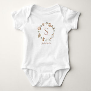 Boho Woodland Animal Wreath Personalised Baby Name Bodysuit