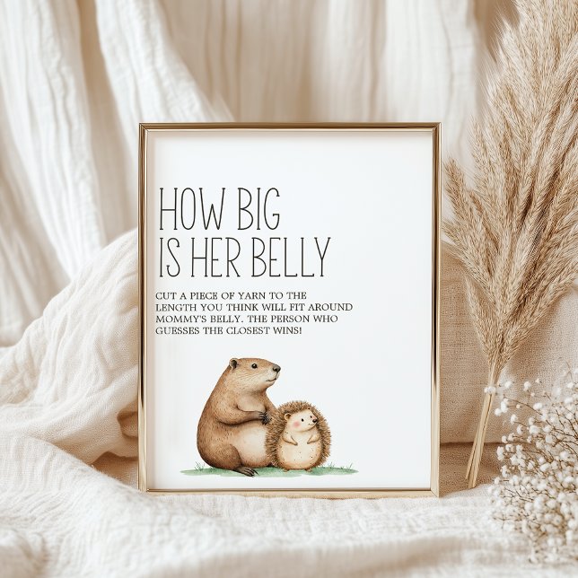 Boho Woodland Animals Baby Shower Belly Game Sign (Creator Uploaded)