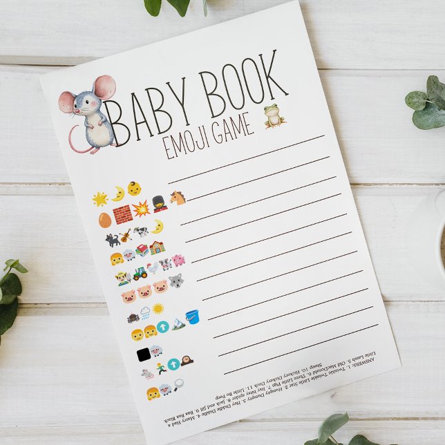 Boho Woodland Animals Baby Shower Book Emoji Game Flyer (Creator Uploaded)