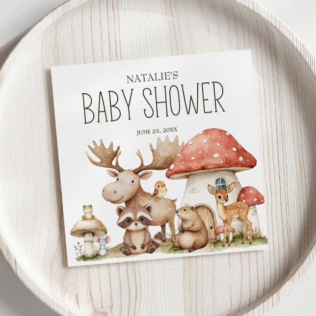 Boho Woodland Animals Baby Shower Napkin (Creator Uploaded)