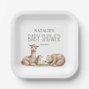 Boho Woodland Animals Baby Shower Paper Plate