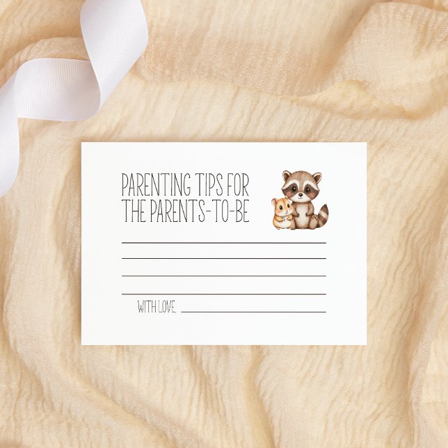 Boho Woodland Animals Baby Shower Parenting Tips Card (Creator Uploaded)