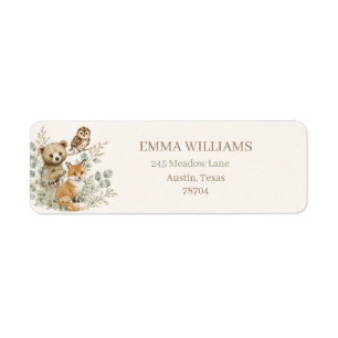 Boho Woodland Animals Baby Shower Return Address Label