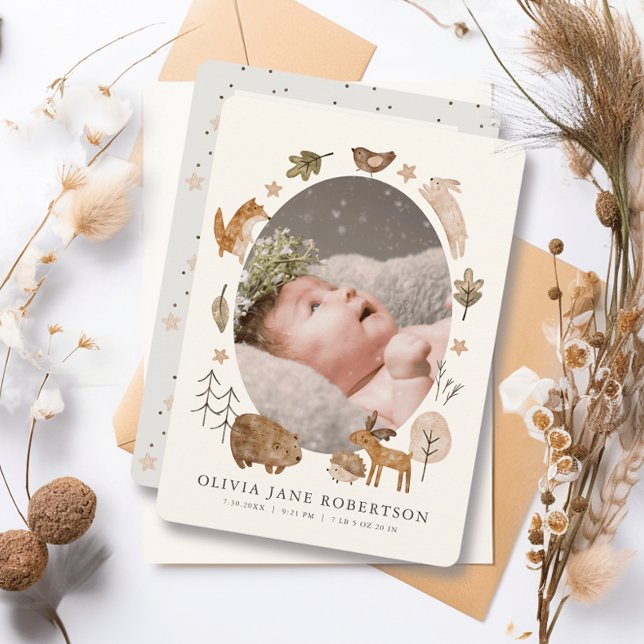 Boho Woodland Animals Birth Announcement (Creator Uploaded)