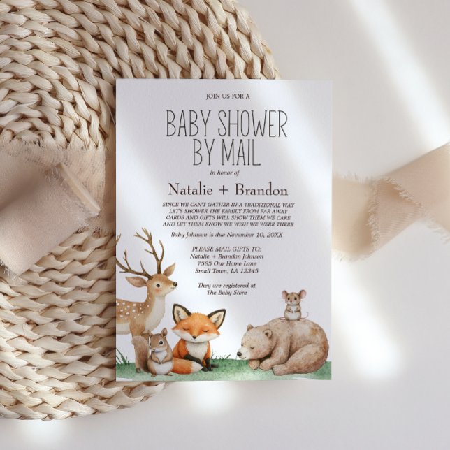 Boho Woodland Animals By Mail Baby Shower Invitation (Creator Uploaded)